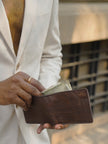 Wood Brown Cork Bifold Flap Wallet - KAAMNA