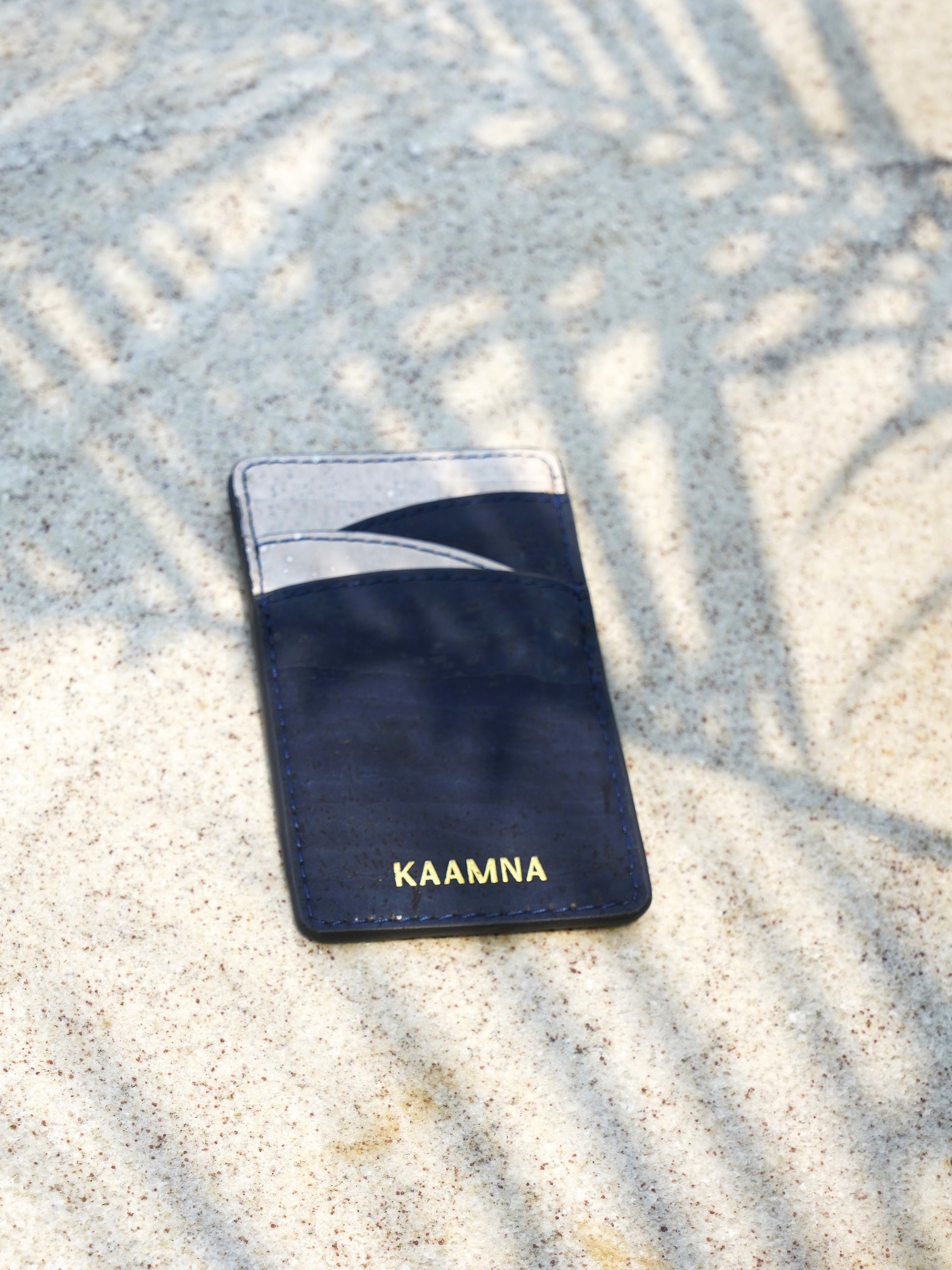 Card Holder in Deep Blue Cork - KAAMNA