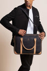Slim Laptop Bag In Black Cork - KAAMNA
