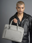 Informal Pinatex Laptop Bag - Grey - KAAMNA