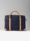 Slim Laptop Bag In Deep Blue Cork - KAAMNA