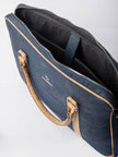 Slim Laptop Bag In Deep Blue Cork - KAAMNA