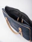 Slim Laptop Bag In Deep Blue Cork - KAAMNA