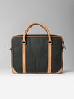 Slim Laptop Bag In Forest Green Cork - KAAMNA