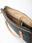 Slim Laptop Bag In Forest Green Cork - KAAMNA