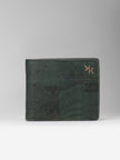 Forest Green Cork Bifold Flap Wallet - KAAMNA