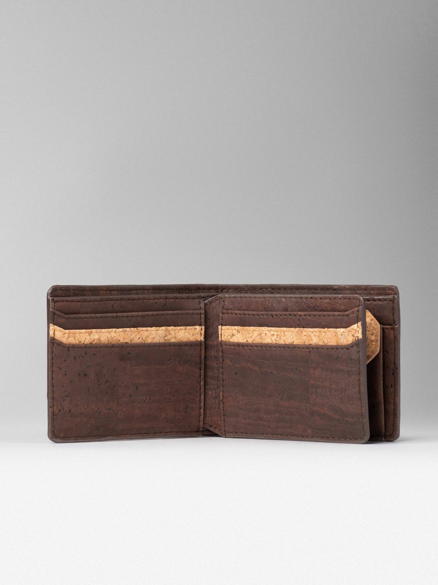 Wood Brown Cork Bifold Flap Wallet -  KAAMNA
