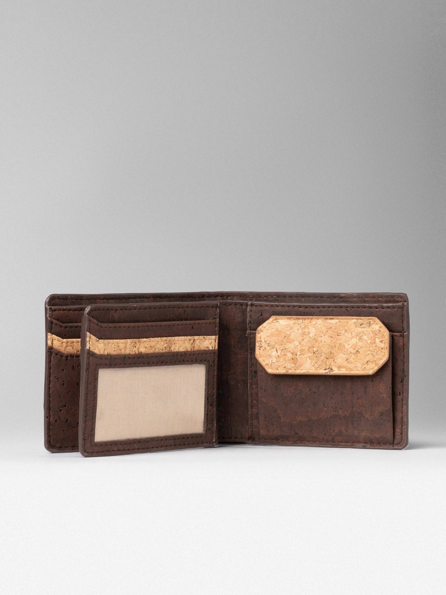 Wood Brown Cork Bifold Flap Wallet -  KAAMNA