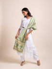 African Motif - Madhubani Hemp Stole - Pistachio Green - KAAMNA