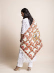 Lotus Maze - Madhubani Linen Stole - Creamy Yellow - KAAMNA