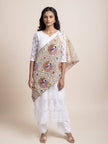 Mandala Fusion - Madhubani Hemp Stole - Beige Pink - KAAMNA
