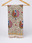 Mandala Fusion - Madhubani Hemp Stole - Beige Pink - KAAMNA