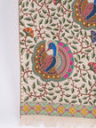 Mandala Fusion - Madhubani Hemp Stole - Beige Pink - KAAMNA