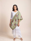 Mandala Fusion - Madhubani Hemp Stole - Pistachio Green - KAAMNA