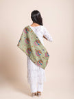 Mandala Fusion - Madhubani Hemp Stole - Pistachio Green - KAAMNA