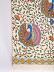 Mandala Fusion - Madhubani  Linen Stole - Creamy Yellow -  KAAMNA