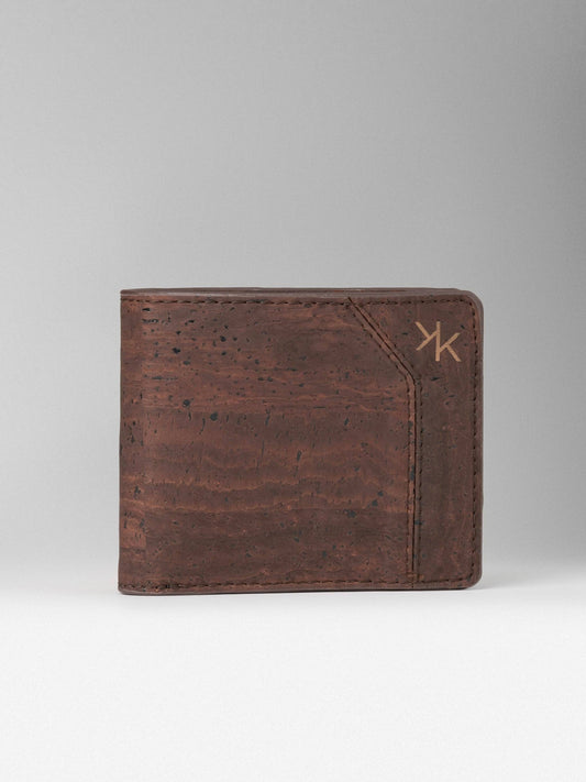 Wood Brown Cork Bifold Flap Wallet